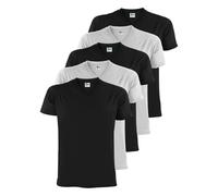 ALPIDEX T-Shirts Hommes Col V Lot de 5 Manches Courtes Coton Unis Basique Mens Tee Shirt S M L XL XXL 3XL 4XL 5XL, Taille:5XL, Couleur:Black/White