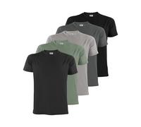 ALPIDEX T-Shirts Hommes Lot de 5 Col Rond 100% Coton Manches Courtes Unis Basique Mens Tee Shirt S M L XL XXL 3XL 4XL 5XL, Taille:L, Couleur:Storm