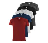 ALPIDEX T-Shirts Hommes Lot de 5 Col V 100% Coton Unis Basique Mens Tee Shirt Manches Courtes S M L XL XXL 3XL 4XL 5XL, Taille:L, Couleur:Fire