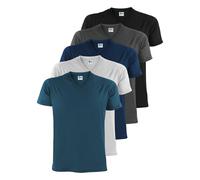 ALPIDEX T-Shirts Hommes Lot de 5 Col V 100% Coton Unis Basique Mens Tee Shirt Manches Courtes S M L XL XXL 3XL 4XL 5XL, Taille:XXXL, Couleur:Water