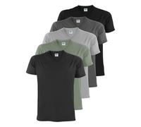 ALPIDEX T-Shirts Hommes Lot de 5 Col V 100% Coton Unis Basique Mens Tee Shirt Manches Courtes S M L XL XXL 3XL 4XL 5XL, Taille:S, Couleur:Storm