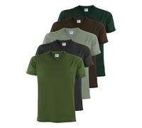 ALPIDEX T-Shirts Hommes Lot de 5 Col V 100% Coton Unis Basique Mens Tee Shirt Manches Courtes S M L XL XXL 3XL 4XL 5XL, Taille:M, Couleur:Forest