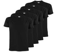 ALPIDEX T-Shirts Hommes Noir Unis à Col Rond Lot de 5, Taille S M L XL XXL 3XL 4XL 5XL, Taille:5XL, Couleur:Noir