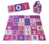 ALPIDEX Tapis Puzzle Enfants 36 Pièce Jeu Lettres Chiffres Mousse EVA Bébé Antidérapant Jeux, Couleur:Rosa