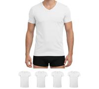 ALPIDEX Tee Shirt Homme Maillot de Corps Lot 4 Col V Coton Slim Blanc XL