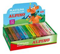 Alpin DP000918 Lot de 12 blocs de pâte à modeler de 150 grammes, sur leur présentoir, couleurs assorties