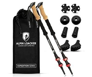 ALPIN LOACKER Bâton de Marche Télescopique Retractable & Accessoires I Nordique Walking Poles I Trekking Ski I Randonnée I en Aluminium ou Carbone Ultraléger Unisex, Rouje