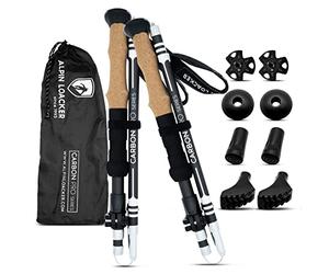 ALPIN LOACKER Bâtons de Trekking Carbon Pliables avec poignée en liège pour la Course à Pied, Le Sport Alpin et la Marche Nordique, 100-120cm