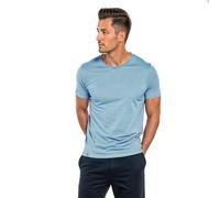 ALPIN LOACKER T-Shirt en Laine mérinos à Manches Courtes pour Homme - Anti-Transpiration - Haut Thermique Respirant et Polo, Bleu Clair, XXL