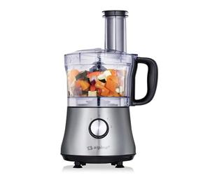 alpina 3-in-1 Küchenmaschine - 1L - 600W - Food Processor - 2 Geschwindigkeiten - Hacken, Schneiden und Reiben - Aluminium - Silber