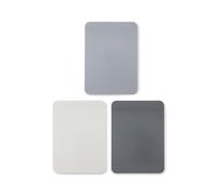 Alpina 3x Planche à découper - Set - Antidérapant - Flexible - Lavable au lave-vaisselle - 20x28cm - Gris/blanc