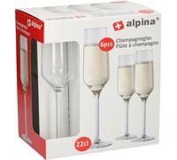 Alpina 86428 Coupe à champagne 220 ml, verre, transparent (pack de 6)