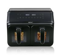 alpina Air Fryer avec Double Compartiment 8L - Airfryer avec Affichage Digital - Friteuse sans Huile avec Minuterie et Température de 60 à 200℃ - 8 Programmes de Cuisson et Fenêtres de Visualisation