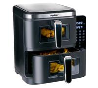 alpina Air Fryer Double XXL - Airfryer 11L - Friteuse à air chaud avec 2 paniers - Four duo pour 8 personnes - Écran pliable - Fonction minuterie jusqu¿à 60 minutes - Température 60-200°C - Noir