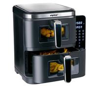 alpina Air Fryer Double XXL - Airfryer 11L - Friteuse à air chaud avec 2 paniers - Four duo pour 8 personnes - Écran pliable - Fonction minuterie jusqu¿à 60 minutes - Température 60-200°C - Noir
