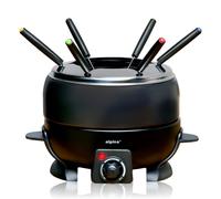 alpina Appareil á Fondue électrique 800W - Caquelon de 2L pour 6 Personnes - Convient pour Fromage et Chocolat - Incl. Fourchettes- Température Réglable - Acier Inoxydable