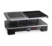 alpina Gril Pierre à Raclette - 8 Poêles - 8 Spatules - 1200-1400 Watt - Thermostat Gourmet Set Plaque de Cuisson