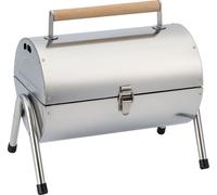 alpina Barbecue au charbon de bois Mini Grill - Barbecue de table portable avec plaque de cuisson - Barbecue au charbon de bois pour le jardin et le camping - BBQ Compact et léger - Argenté