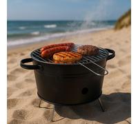 alpina Barbecue Charbon ?32 cm BBQ Compact et Portable - Barbecues sur Pieds - Grille en Acier Inoxydable - Barbecue pour Jardin et Balcon - Noir