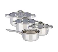 Alpina Batterie de Cuisine Induction 4 Pièces - Casseroles Inox avec Couvercles en Verre - Set Marmites Tous Feux - Casseroles Induction - Ustensiles de Cuisine Inox