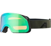 ALPINA BLACKCOMB Q - Masque de ski stylé pour femmes et hommes, anti-buée, circulation d’air efficace, verre miroité, black olive matt