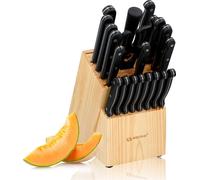alpina Bloc à couteaux 22pcs - Set de couteaux avec bloc - Set de couteaux de cuisine - 18 couteaux différents - Aiguiseur et ciseaux avec revêtement anti-adhésif inclus