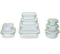 alpina Bocaux de stockage alimentaire avec couvercles - Verre - 12 pièces - Contenant en verre - Boîte de rangement - Micro-ondes, congélateur, four et lave-vaisselle - 9 tailles