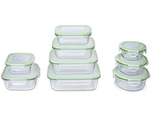 alpina Bocaux de stockage alimentaire avec couvercles - Verre - 12 pièces - Contenant en verre - Boîte de rangement - Micro-ondes, congélateur, four et lave-vaisselle - 9 tailles