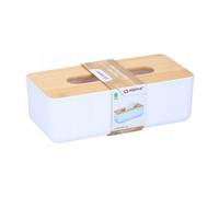 Alpina Boîte à mouchoirs - Bambou - 26 x 13 x 8,6 cm - Blanc