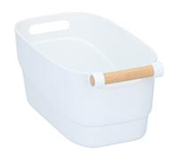 Alpina Panier de rangement - 27 x 14,5 x 12 cm - Plastique - Poignée en bois