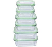 Alpina Boîtes de conservation avec couvercle - Verre - 12 pièces - Récipient en verre - Boîte de rangement - Micro-ondes, congélateur, passe au lave-vaisselle - 3 tailles, Vert