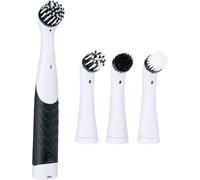 alpina Brosse de nettoyage électrique - Brosse de salle de bain IPX5 avec 4 embouts - Appareil à batterie pour la cuisine et le carrelage - Appareil manuel avec poignée en caoutchouc