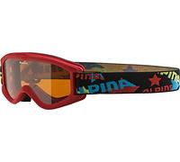 ALPINA CARVY 2.0 - Masque de ski antibuée, extrêmement robuste et incassable avec protection UV 100% pour enfants, red, one size