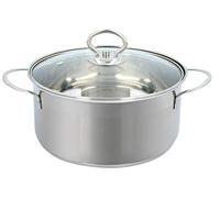 alpina Casserole 20 cm - 2L - Marmite en Acier Inoxydable - Couvercle en Verre - Toutes les Sources de Chaleur - Faitout Induction