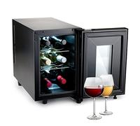 alpina Cave à Vin - 230V - 6 Bouteilles/17L - Température Réglable de 11°C à 18°C - Affichage Digital - Porte Vitrée et Éclairage Intérieur - Noir