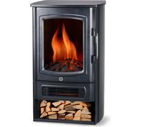alpina Cheminée électrique avec chauffage Helsinki ND183 - Cheminée électrique avec effet de flamme LED - Thermostat réglable 1000 W - 2000 W - Câble d'alimentation de 1,5 m - Métal - Noir