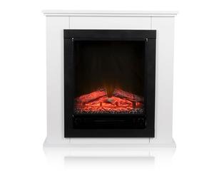 Alpina Cheminée Électrique Geneva avec Manteau - Cheminée Décorative 1800W avec Chauffage d’Appoint et Effet Flamme LED - Poêle Électrique Protection Surchauffe - Blanc