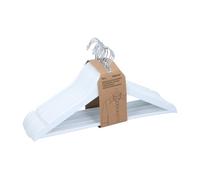 Alpina Cintres Bois Lot 10 Pièces - Cintre pour Épaules Larges - Cintres Antidérapant - Cintre en Bois - Hangers Clothes avec Barre Pantalon - Crochet Pivotant - Blanc