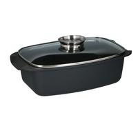 alpina Cocotte avec Couvercle en Verre et Bouton Arôme, 5,5 Litres, Noir, pour v