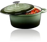 alpina Cocotte Fonte Émaillée 3,8 L Ø 24 cm - Faitout Induction avec Couvercle - Cocotte Lave-Vaisselle - Toutes Sources de Chaleur - Vert