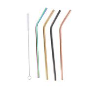 Alpina Coloured Reusable Stainless Steel Metal Drinking Straws Pack with Cleanin