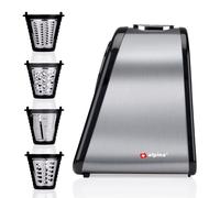 alpina Coupe Légumes Électrique 4 en 1 - Multifonctions - 200 Watts - Acier Inoxydable - Argent