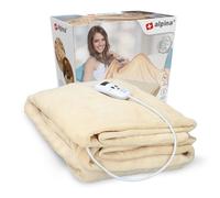 Alpina Couverture Chauffante Électrique - Flanelle - Couverture Chauffante 1 Personne 130x180 cm - 10 Réglages de Chaleur - Minuterie - Plaid Chauffant Électrique - Beige
