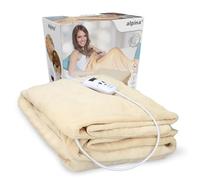alpina Couverture Chauffante Électrique - Flanelle - Couverture Chauffante 1 Personne 130x180 cm - 10 Réglages de Chaleur - Minuterie - Plaid Chauffant Électrique - Beige