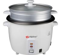 Alpina Cuiseur à riz - 1,8 litre - 700 Watt - Cuiseur vapeur pour légumes - Fonction maintien au chaud - Blanc