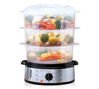 alpina Cuiseur Vapeur - 230V/800W - Cuiseur à vapeur 3 couches - Sans BPA - Lavable au lave-vaisselle - 0 à 60 minutes - Capacité de 9 litres - Gris