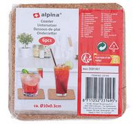 Alpina Dessous-de-plat en liège - 6 pièces - Ø 10 cm - Carrés ou ronds