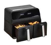 alpina Double friteuse à air chaud XXL 8 l - Airfryer avec 2 paniers - Air Fryer avec 8 programmes - Écran numérique - Minuterie jusqu'à 60 minutes - Mode SYNC et MATCH - Noir