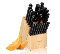 alpina Ensemble de Couteaux 22 Pièces avec Bloc en Bois - Couteaux en Acier Inox