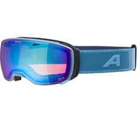 ALPINA Estetica Q-LITE - Lunettes de ski OTG à effet miroir - Renforcement du contraste - Avec protection UV 100% - Pour adultes - Bleu fumé mat - Taille unique